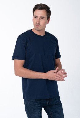 Темно-синяя мужская футболка с лайкрой Темно-синяя мужская футболка с лайкрой