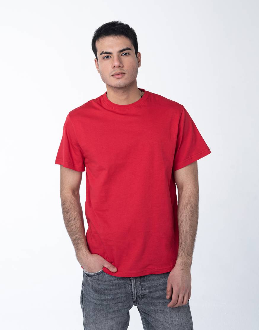 Красная мужская футболка с лайкрой оптом