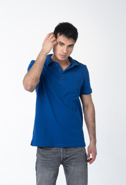 Синяя рубашка ПОЛО с эластаном мужская Синяя рубашка ПОЛО с эластаном мужская